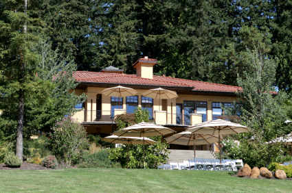 Happy couple signing documents